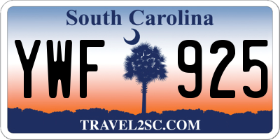 SC license plate YWF925