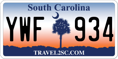 SC license plate YWF934