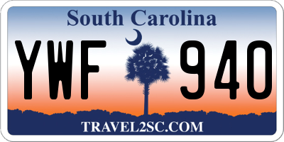 SC license plate YWF940