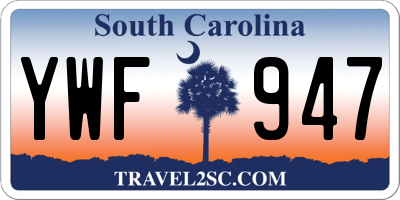 SC license plate YWF947