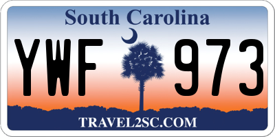 SC license plate YWF973