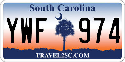 SC license plate YWF974