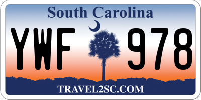 SC license plate YWF978