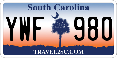 SC license plate YWF980