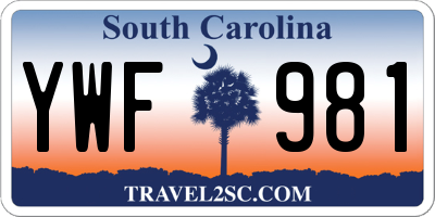 SC license plate YWF981