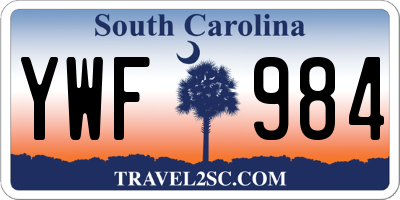 SC license plate YWF984