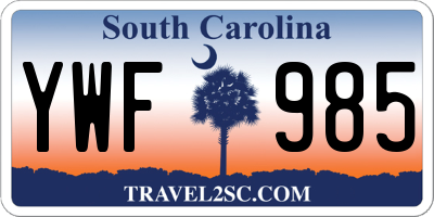 SC license plate YWF985