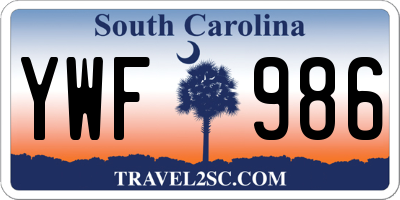 SC license plate YWF986