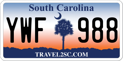 SC license plate YWF988