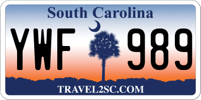 SC license plate YWF989