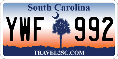 SC license plate YWF992