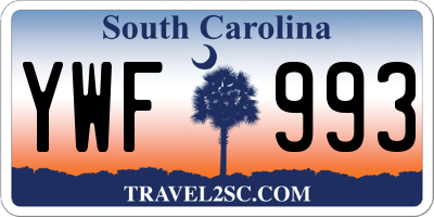 SC license plate YWF993