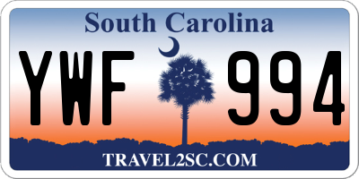 SC license plate YWF994