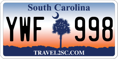 SC license plate YWF998