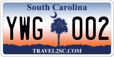 SC license plate YWG002