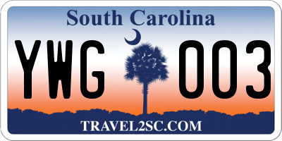 SC license plate YWG003