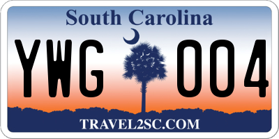 SC license plate YWG004