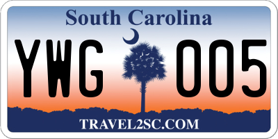 SC license plate YWG005