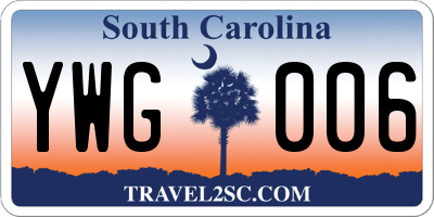 SC license plate YWG006
