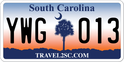 SC license plate YWG013