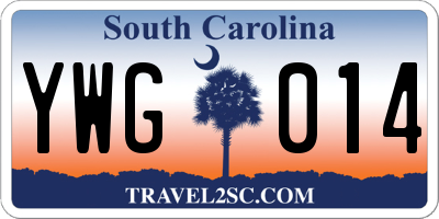 SC license plate YWG014