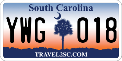 SC license plate YWG018