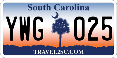 SC license plate YWG025