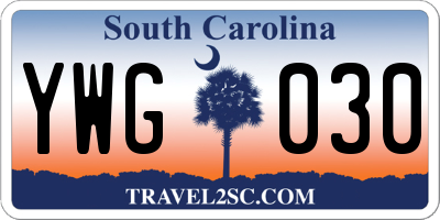 SC license plate YWG030