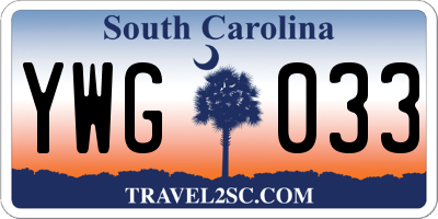 SC license plate YWG033