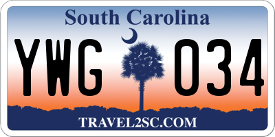 SC license plate YWG034