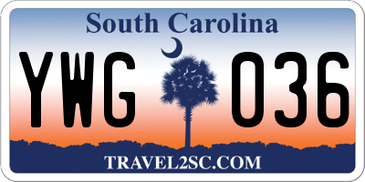 SC license plate YWG036