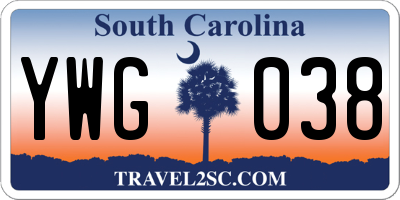 SC license plate YWG038