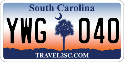 SC license plate YWG040
