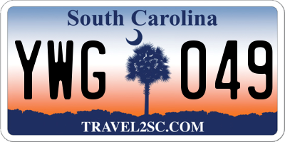 SC license plate YWG049