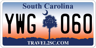 SC license plate YWG060