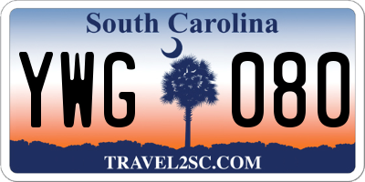 SC license plate YWG080