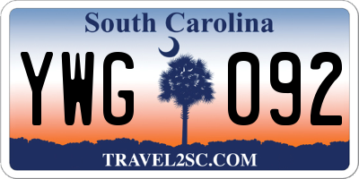 SC license plate YWG092