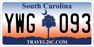 SC license plate YWG093