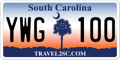 SC license plate YWG100