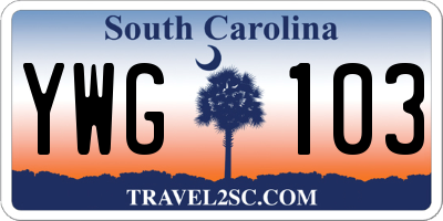 SC license plate YWG103