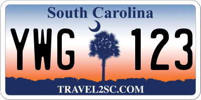 SC license plate YWG123