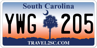 SC license plate YWG205