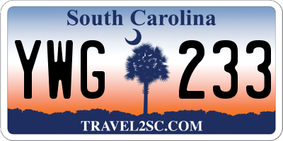 SC license plate YWG233