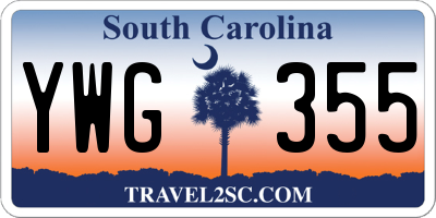 SC license plate YWG355