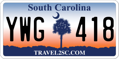 SC license plate YWG418