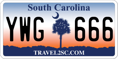SC license plate YWG666