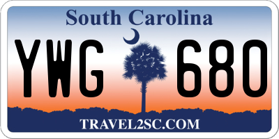 SC license plate YWG680