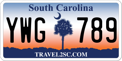 SC license plate YWG789