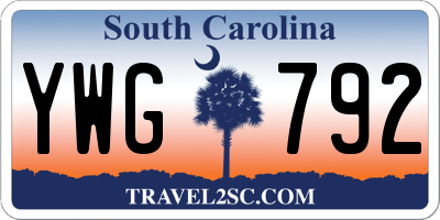 SC license plate YWG792