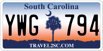 SC license plate YWG794